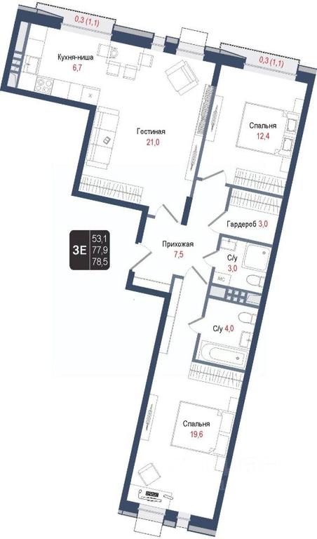 2-BD Apartment Sale, 77.9 sq. m. at KINOKVARTAL, Solnechnaya Street, Pervomayskiy Microdistrict, Korolyov, Moscow Region, Russia #1 2-BD Apartment Sale, 77.9 sq. m. at KINOKVARTAL, Solnechnaya Street, Pervomayskiy Microdistrict, Korolyov, Moscow Region, Russia #1