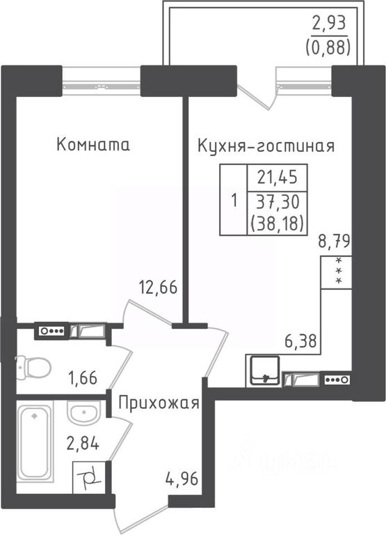 Apartment Sale, 38.18 sq. m. at Zeleny Oazis-Gorod, derevnya Rybaki, Dmitrovskiy Urban District, Moscow Region, Russia #1