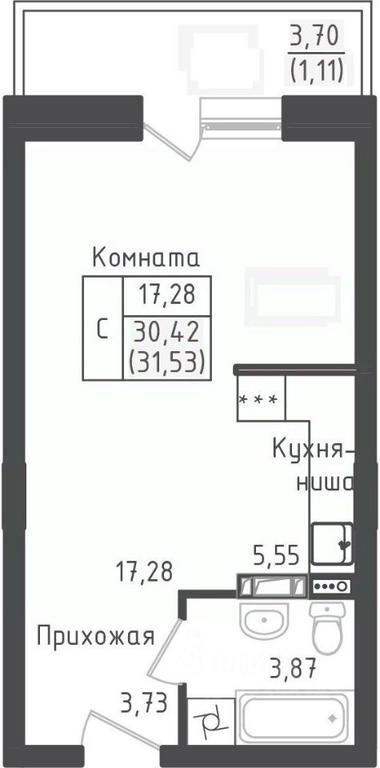 Apartment Sale, 31.53平方米 at Zeleny Oazis-Gorod, derevnya Rybaki, Dmitrovskiy Urban District, Moscow Region, Russia #1