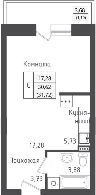 Apartment Sale, 31.72 sq. m. at Zeleny Oazis-Gorod, derevnya Rybaki, Dmitrovskiy Urban District, Moscow Region, Russia #1