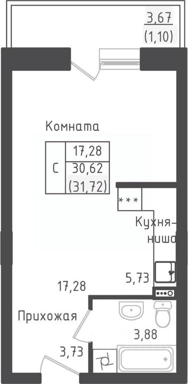 Apartment Sale, 31.72 sq. m. at Zeleny Oazis-Gorod, derevnya Rybaki, Dmitrovskiy Urban District, Moscow Region, Russia #1