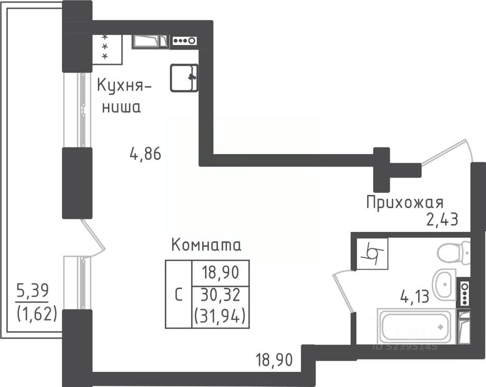 Apartment Sale, 31.94平方米 at Zeleny Oazis-Gorod, derevnya Rybaki, Dmitrovskiy Urban District, Moscow Region, Russia #1