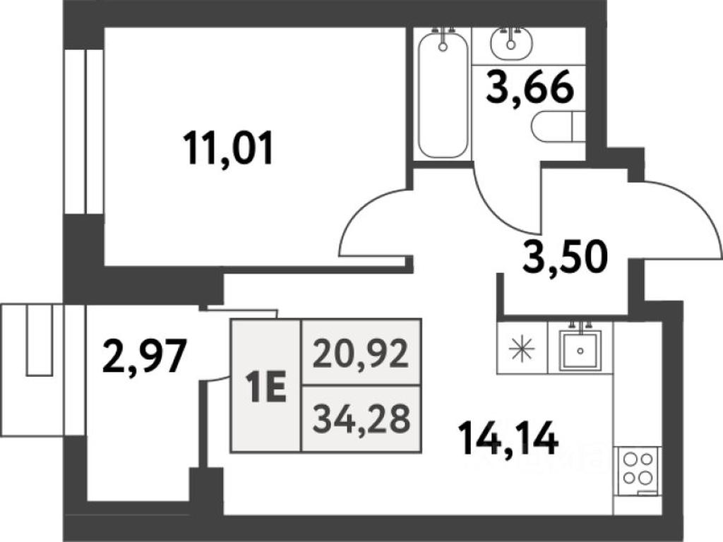 Apartment Sale, 34.2 sq. m. at Smart Garden (Smart Garden), 5-ya ulitsa Lesnyye Polyany, posyolok Gazoprovod, Kommunarka District, Novomoskovskiy Administrative Okrug, Moscow, Russia #1