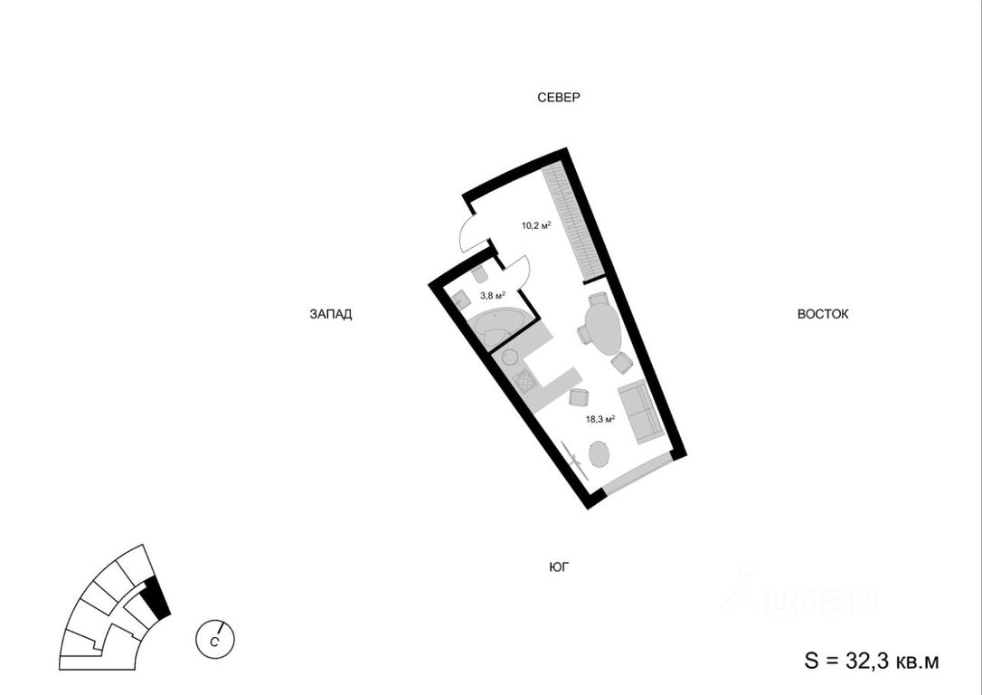 Apartment Sale, 32.3 sq. m. at Mytischi-Siti, Detskiy pereulok, Mytischi, Moscow Region, Russia #1 Apartment Sale, 32.3 sq. m. at Mytischi-Siti, Detskiy pereulok, Mytischi, Moscow Region, Russia #1
