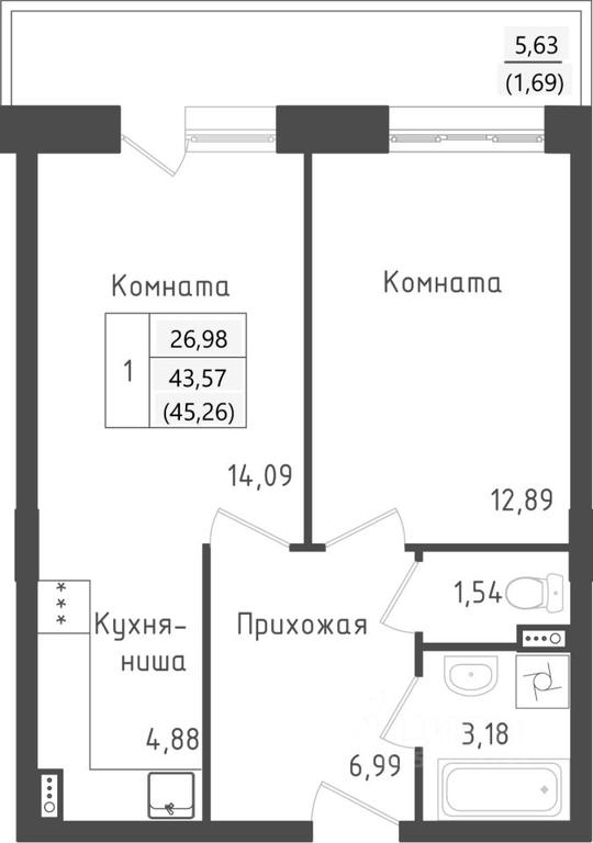 Apartment Sale, 45.26平方米 at Zeleny Oazis-Gorod, derevnya Rybaki, Dmitrovskiy Urban District, Moscow Region, Russia #1 Apartment Sale, 45.26平方米 at Zeleny Oazis-Gorod, derevnya Rybaki, Dmitrovskiy Urban District, Moscow Region, Russia #1