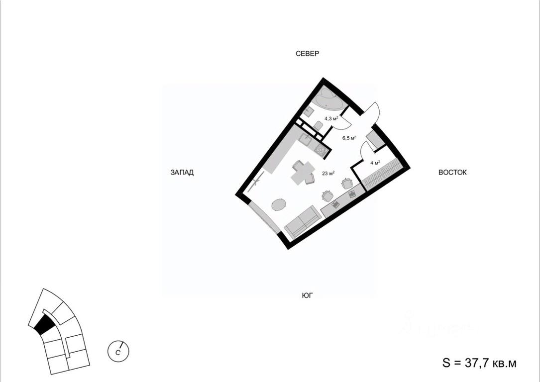 Apartment Sale, 37.7 sq. m. at Mytischi-Siti, Detskiy pereulok, Mytischi, Moscow Region, Russia #1
