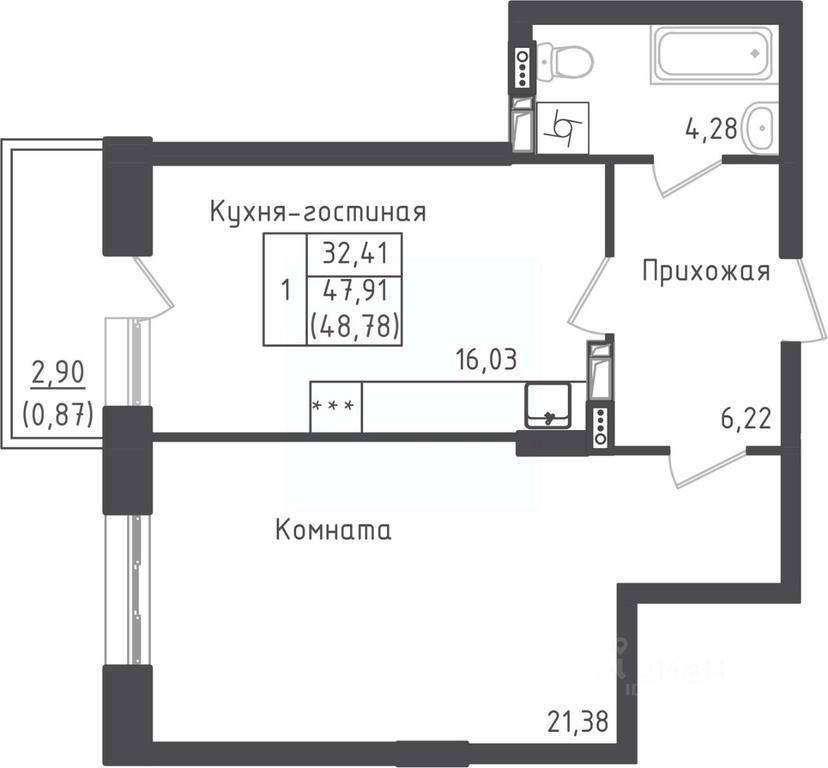 Apartment Sale, 48.78平方米 at Zeleny Oazis-Gorod, derevnya Rybaki, Dmitrovskiy Urban District, Moscow Region, Russia #1