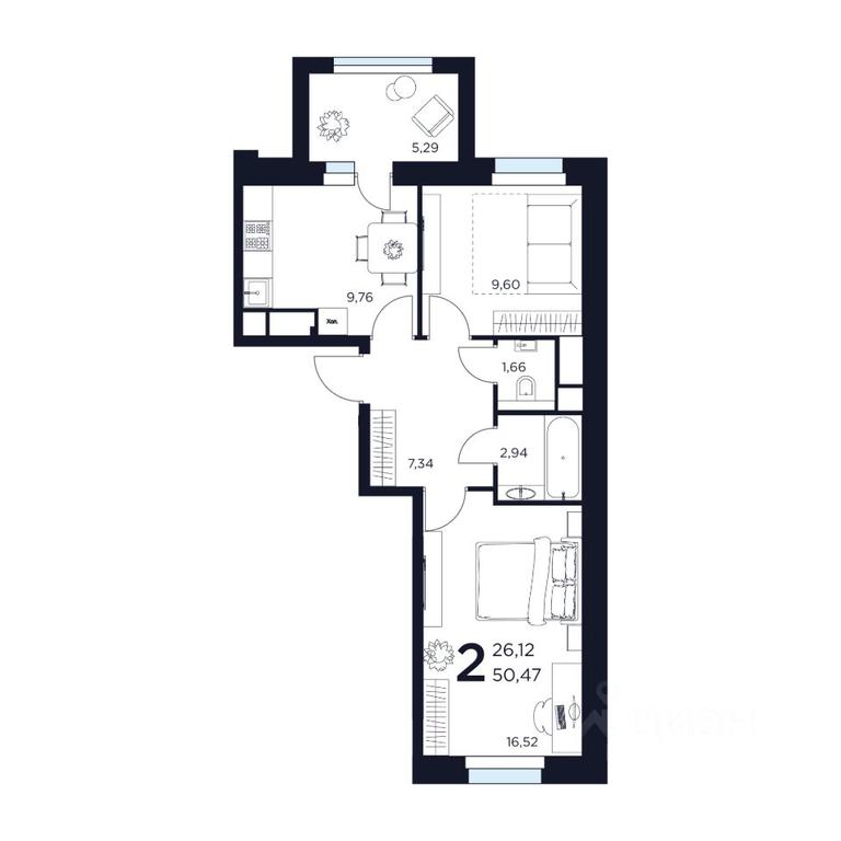 1-BD Apartment Sale, 50.47平方米 at VOSTOK II, Germana Titova Street, 2, Khimki, Moscow Region, Russia #1 1-BD Apartment Sale, 50.47平方米 at VOSTOK II, Germana Titova Street, 2, Khimki, Moscow Region, Russia #1