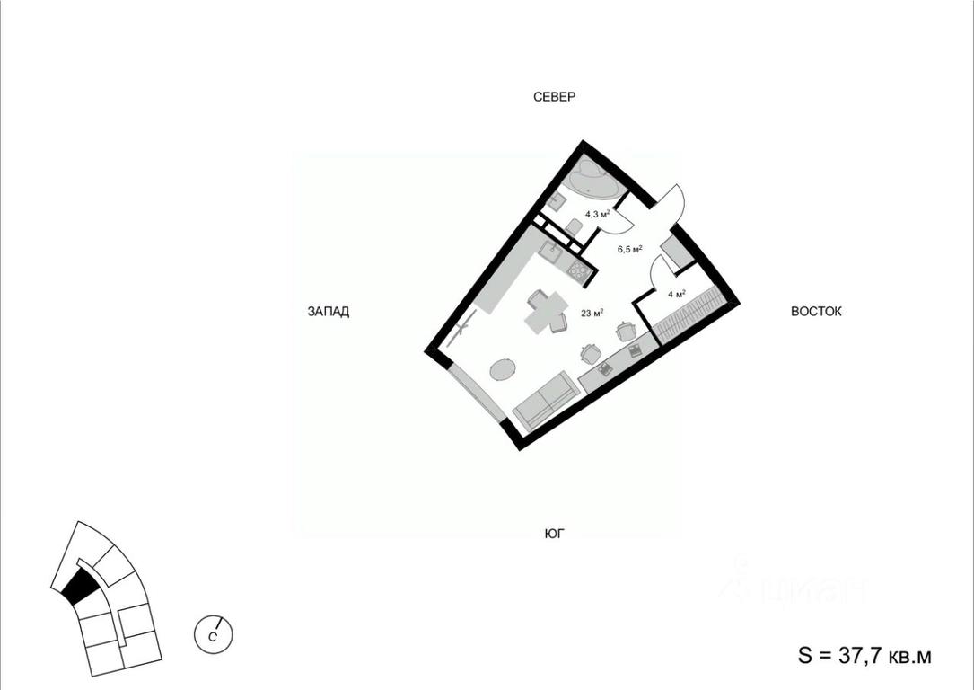 Apartment Sale, 37.7 sq. m. at Mytischi-Siti, Detskiy pereulok, Mytischi, Moscow Region, Russia #1