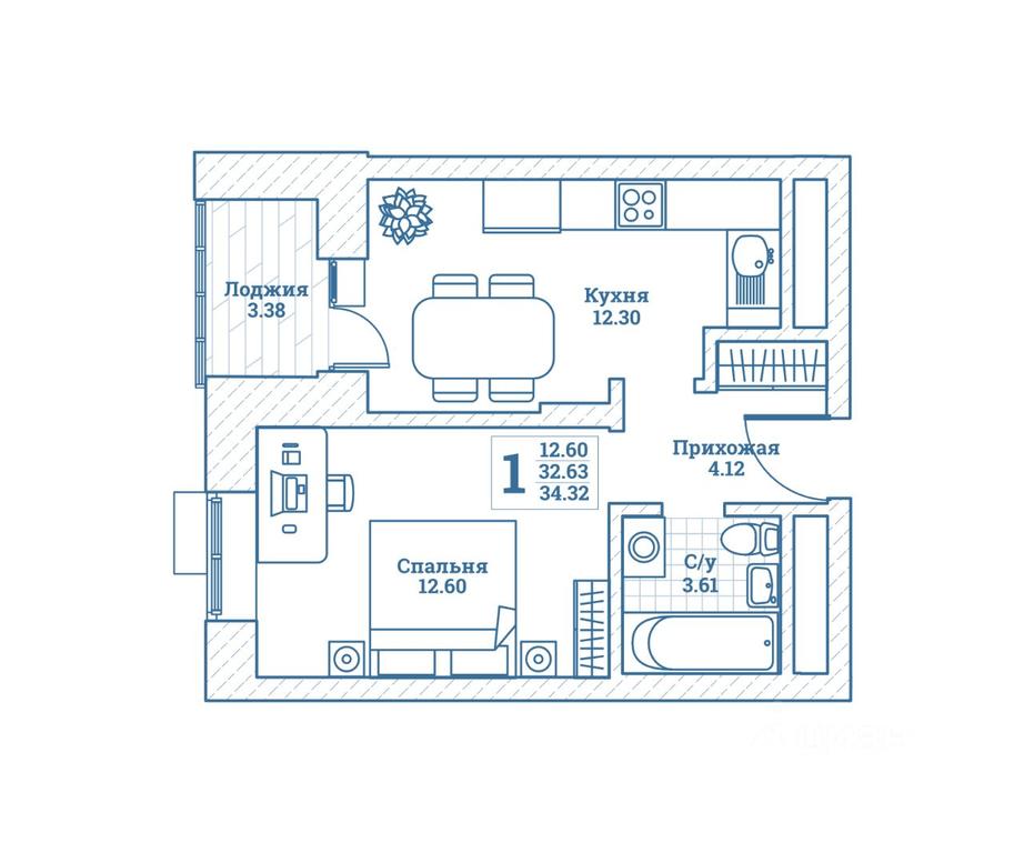 Apartment Sale, 34.7 sq. m. at Novograd Monino, ulitsa Alksnisa, rabochiy posyolok Monino, Shchyolkovo Urban District, Moscow Region, Russia #1 Apartment Sale, 34.7 sq. m. at Novograd Monino, ulitsa Alksnisa, rabochiy posyolok Monino, Shchyolkovo Urban District, Moscow Region, Russia #1