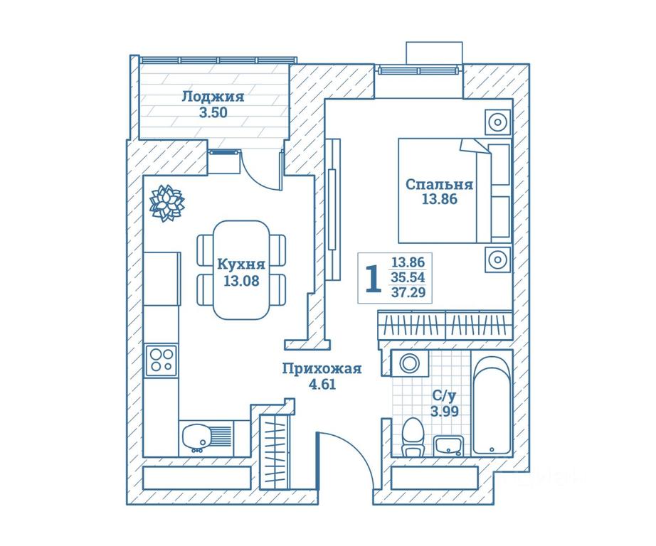 Apartment Sale, 37.5 sq. m. at Novograd Monino, ulitsa Alksnisa, rabochiy posyolok Monino, Shchyolkovo Urban District, Moscow Region, Russia #1
