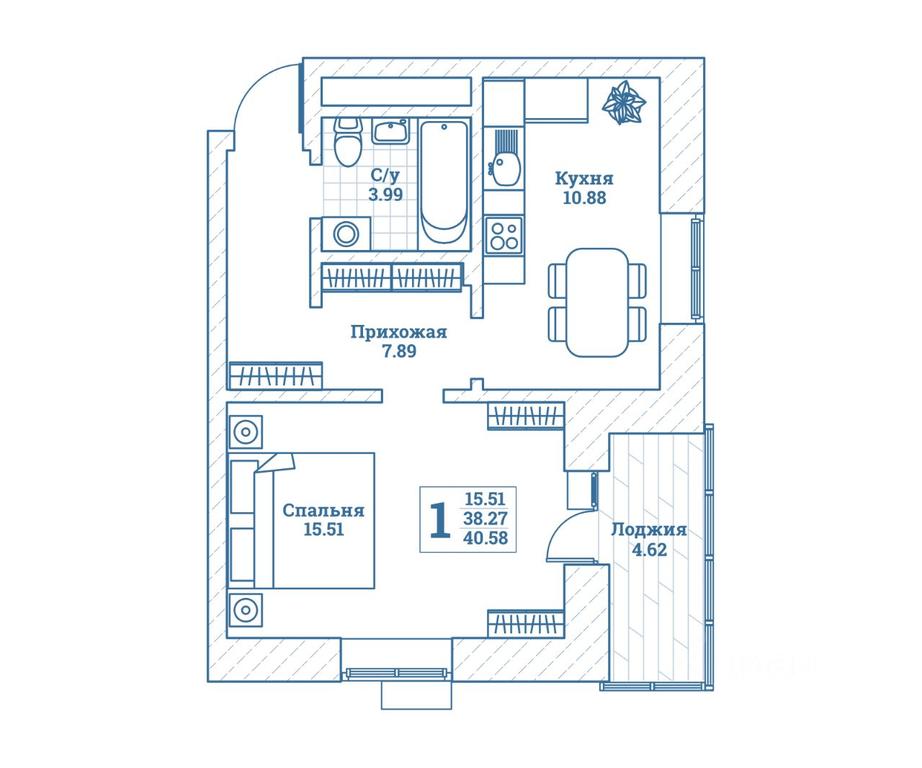 Apartment Sale, 40.7平方米 at Novograd Monino, ulitsa Alksnisa, rabochiy posyolok Monino, Shchyolkovo Urban District, Moscow Region, Russia #1