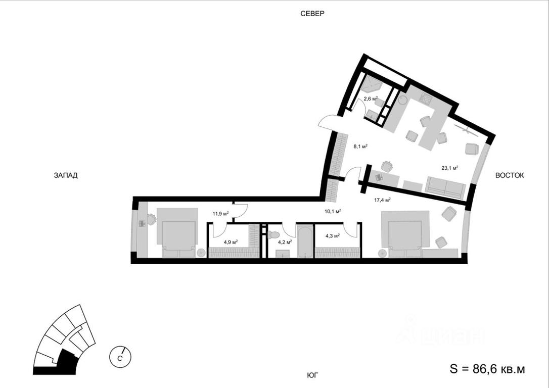 2-BD Apartment Sale, 86.6 sq. m. at Mytischi-Siti, Detskiy pereulok, Mytischi, Moscow Region, Russia #1 2-BD Apartment Sale, 86.6 sq. m. at Mytischi-Siti, Detskiy pereulok, Mytischi, Moscow Region, Russia #1