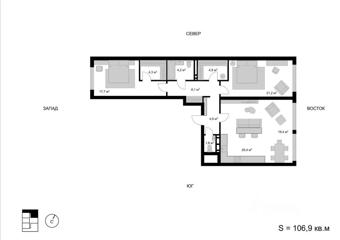2-BD Apartment Sale, 106.9 sq. m. at Mytischi-Siti, Detskiy pereulok, Mytischi, Moscow Region, Russia #1 2-BD Apartment Sale, 106.9 sq. m. at Mytischi-Siti, Detskiy pereulok, Mytischi, Moscow Region, Russia #1