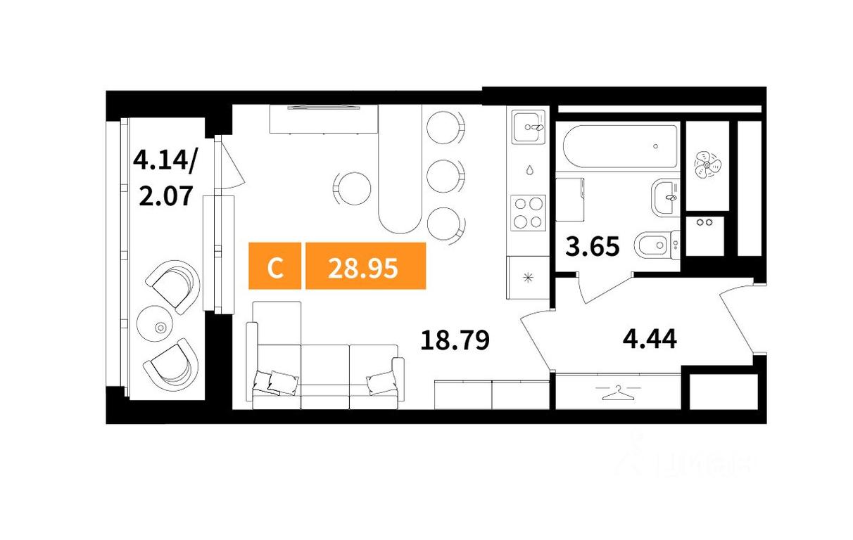 Apartment Sale, 28.95 sq. m. at Planerny kvartal, Molodyozhnaya Street, Khimki, Moscow Region, Russia #1