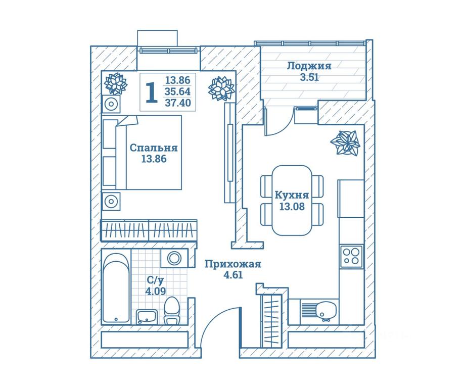 Apartment Sale, 37.8 sq. m. at Novograd Monino, ulitsa Alksnisa, rabochiy posyolok Monino, Shchyolkovo Urban District, Moscow Region, Russia #1