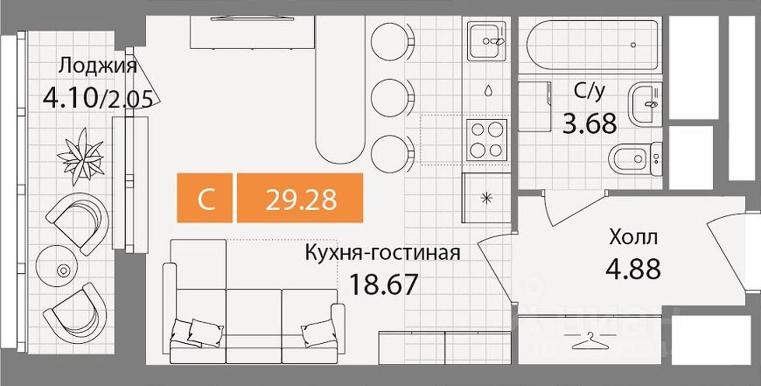 Apartment Sale, 29.28 sq. m. at Planerny kvartal, Molodyozhnaya Street, Khimki, Moscow Region, Russia #1