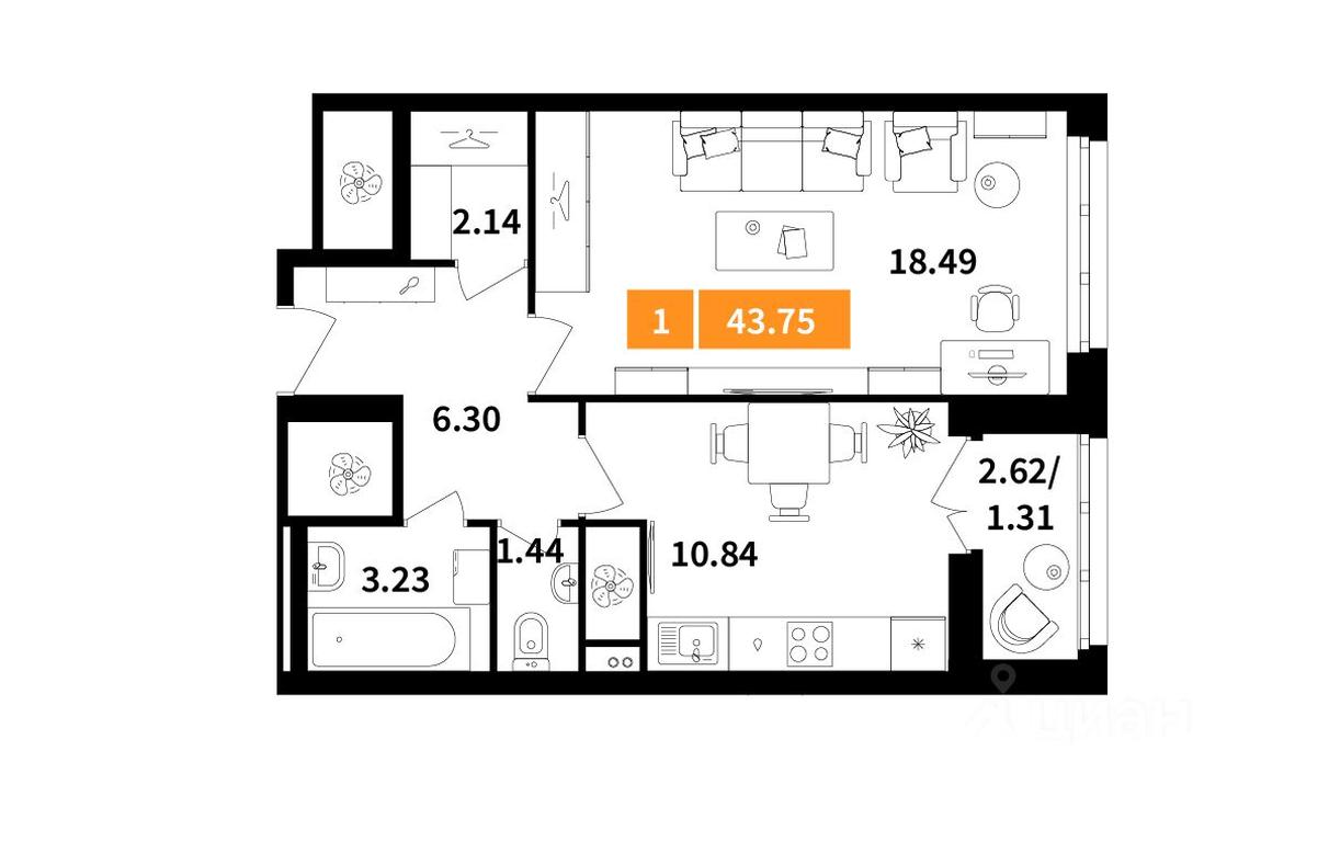 Apartment Sale, 43.75 sq. m. at Planerny kvartal, Molodyozhnaya Street, Khimki, Moscow Region, Russia #1 Apartment Sale, 43.75 sq. m. at Planerny kvartal, Molodyozhnaya Street, Khimki, Moscow Region, Russia #1