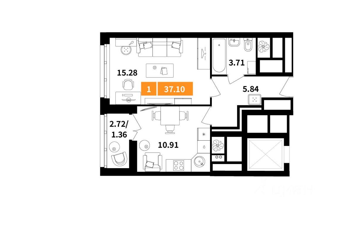 Apartment Sale, 37.1平方米 at Planerny kvartal, Molodyozhnaya Street, Khimki, Moscow Region, Russia #1 Apartment Sale, 37.1平方米 at Planerny kvartal, Molodyozhnaya Street, Khimki, Moscow Region, Russia #1