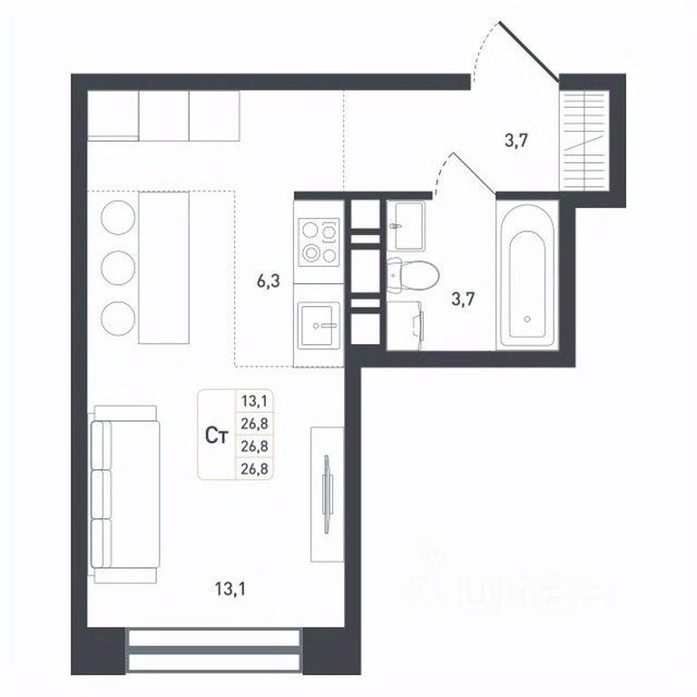 Apartment Sale, 26.8 sq. m. at Novaya Shcherbinka, Borisovka Village, Podolsk City District, Moscow Region, Russia #2 Apartment Sale, 26.8 sq. m. at Novaya Shcherbinka, Borisovka Village, Podolsk City District, Moscow Region, Russia #2