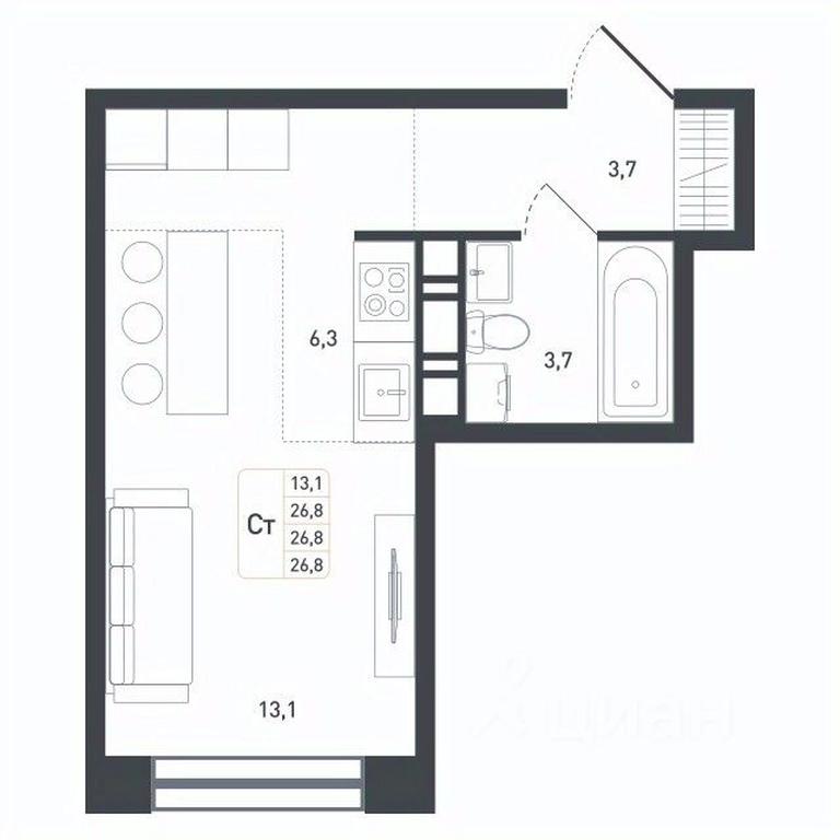 Apartment Sale, 26.8 sq. m. at Novaya Shcherbinka, Borisovka Village, Podolsk City District, Moscow Region, Russia #1 Apartment Sale, 26.8 sq. m. at Novaya Shcherbinka, Borisovka Village, Podolsk City District, Moscow Region, Russia #1