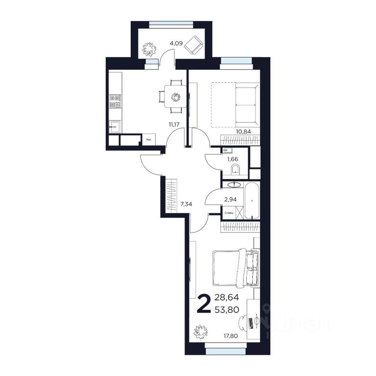 1-BD Apartment Sale, 53.8平方米 at VOSTOK II, Germana Titova Street, 2, Khimki, Moscow Region, Russia #1 1-BD Apartment Sale, 53.8平方米 at VOSTOK II, Germana Titova Street, 2, Khimki, Moscow Region, Russia #1