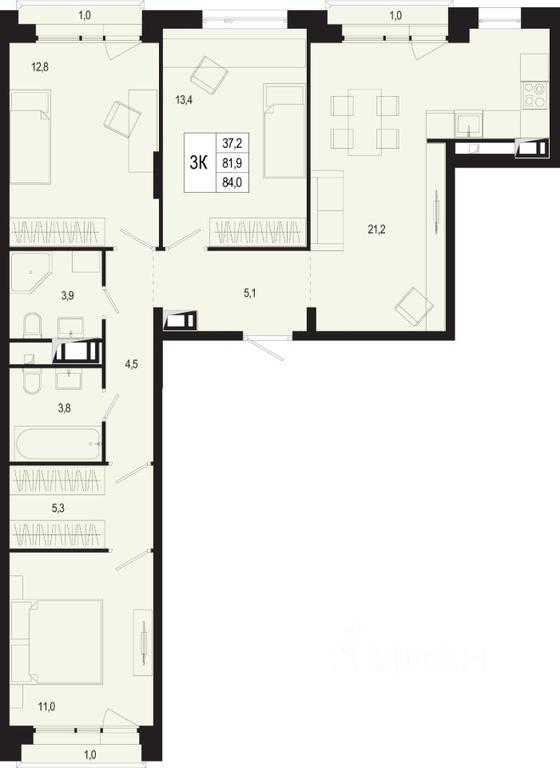 Продажа 2-комн. квартиры, 81,9 м² в ЖК «Новая Щербинка», деревня Борисовка, городской округ Подольск, Московская область, Россия #1