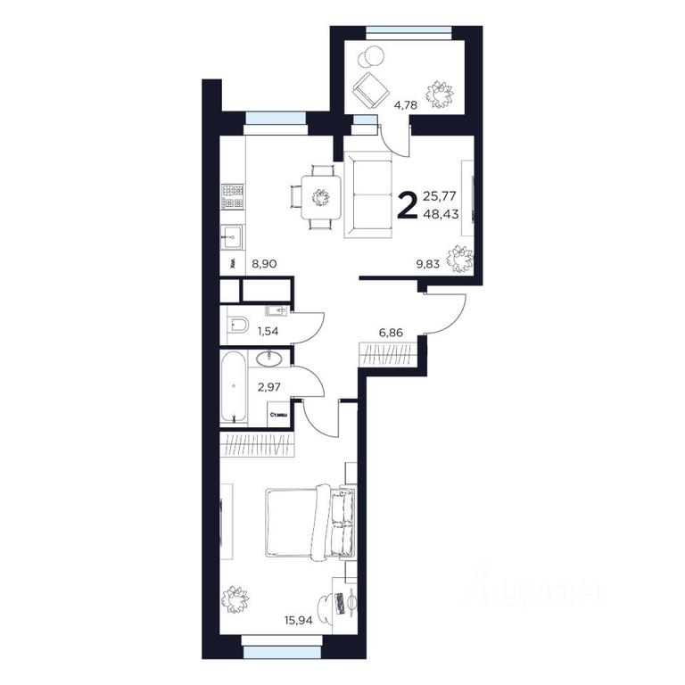 1-BD Apartment Sale, 48.43平方米 at VOSTOK II, Germana Titova Street, 2, Khimki, Moscow Region, Russia #1 1-BD Apartment Sale, 48.43平方米 at VOSTOK II, Germana Titova Street, 2, Khimki, Moscow Region, Russia #1