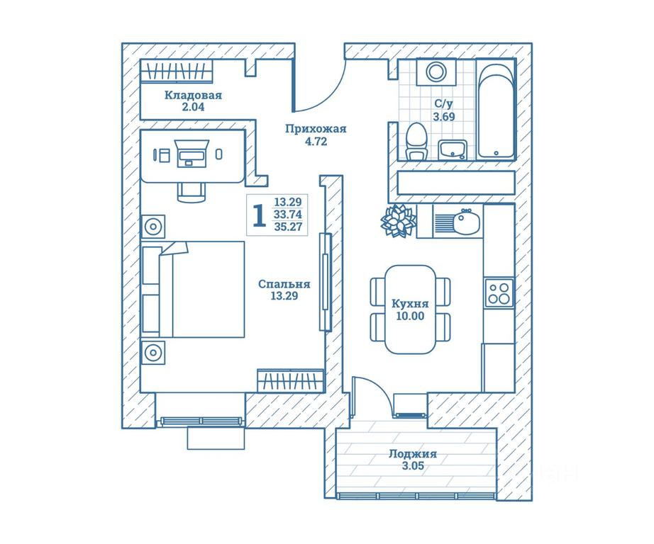 Apartment Sale, 35.7平方米 at Novograd Monino, ulitsa Alksnisa, rabochiy posyolok Monino, Shchyolkovo Urban District, Moscow Region, Russia #1
