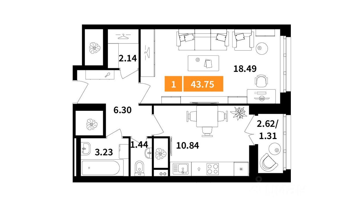 Apartment Sale, 43.75 sq. m. at Planerny kvartal, Molodyozhnaya Street, Khimki, Moscow Region, Russia #1 Apartment Sale, 43.75 sq. m. at Planerny kvartal, Molodyozhnaya Street, Khimki, Moscow Region, Russia #1