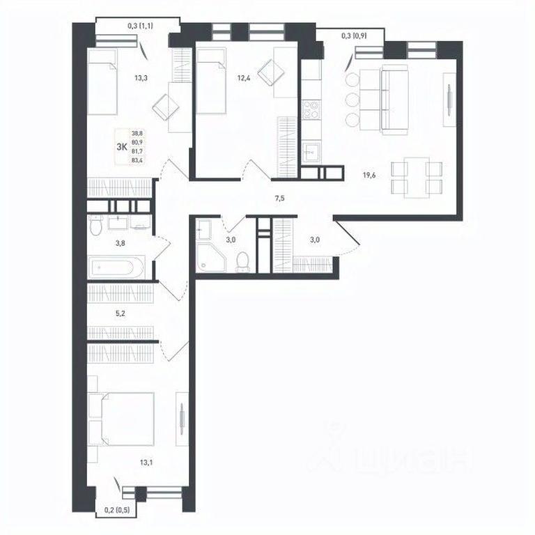 2-BD Apartment Sale, 81.7 sq. m. at Novaya Shcherbinka, Borisovka Village, Podolsk City District, Moscow Region, Russia #1 2-BD Apartment Sale, 81.7 sq. m. at Novaya Shcherbinka, Borisovka Village, Podolsk City District, Moscow Region, Russia #1