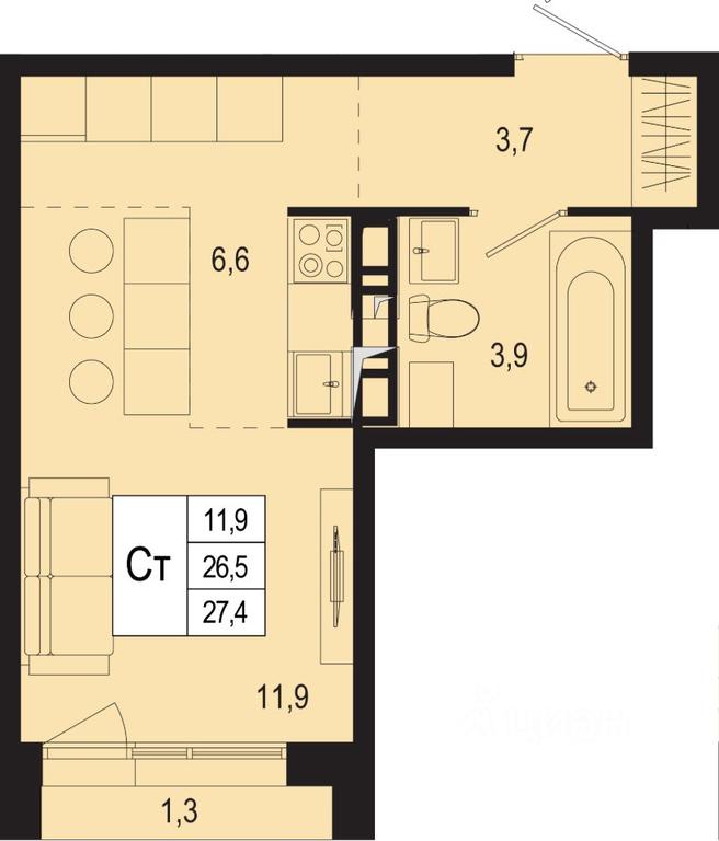 Apartment Sale, 26.5 sq. m. at Novaya Shcherbinka, Borisovka Village, Podolsk City District, Moscow Region, Russia #1 Apartment Sale, 26.5 sq. m. at Novaya Shcherbinka, Borisovka Village, Podolsk City District, Moscow Region, Russia #1