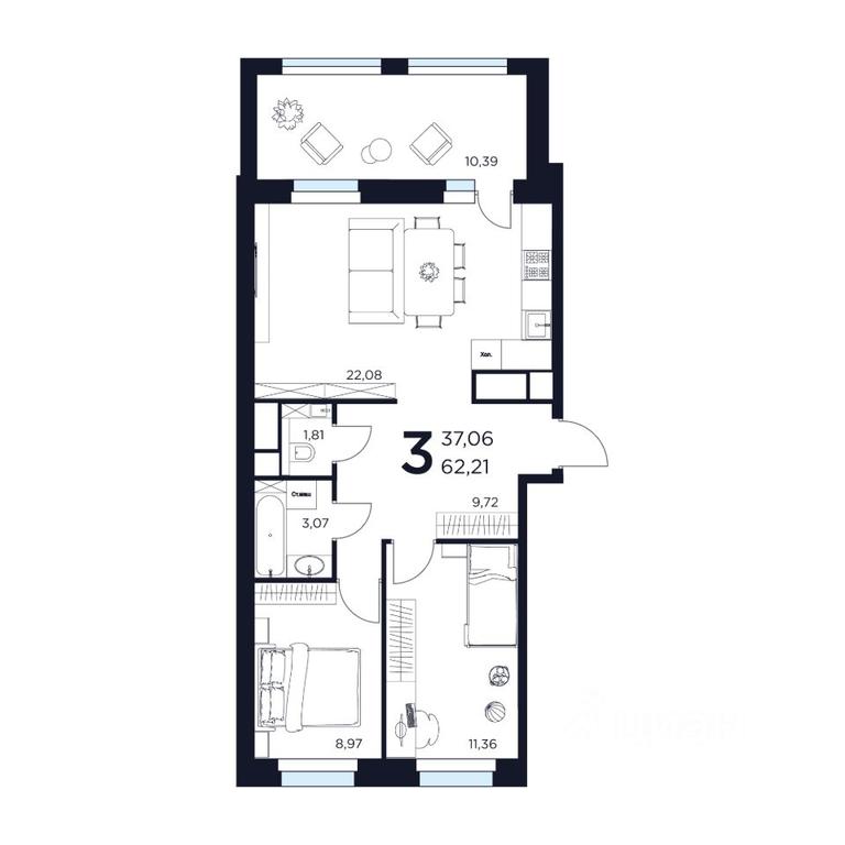 2-BD Apartment Sale, 62.21平方米 at VOSTOK II, Germana Titova Street, 2, Khimki, Moscow Region, Russia #1 2-BD Apartment Sale, 62.21平方米 at VOSTOK II, Germana Titova Street, 2, Khimki, Moscow Region, Russia #1