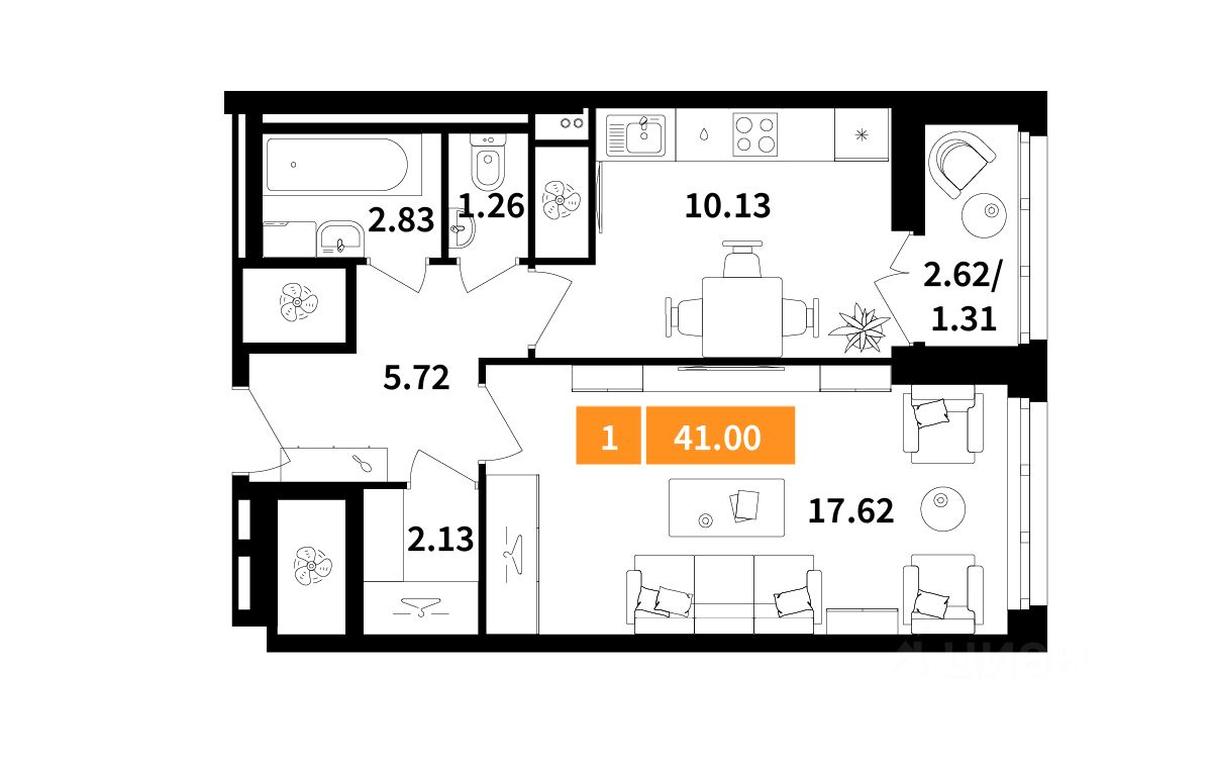 Apartment Sale, 41平方米 at Planerny kvartal, Molodyozhnaya Street, Khimki, Moscow Region, Russia #1