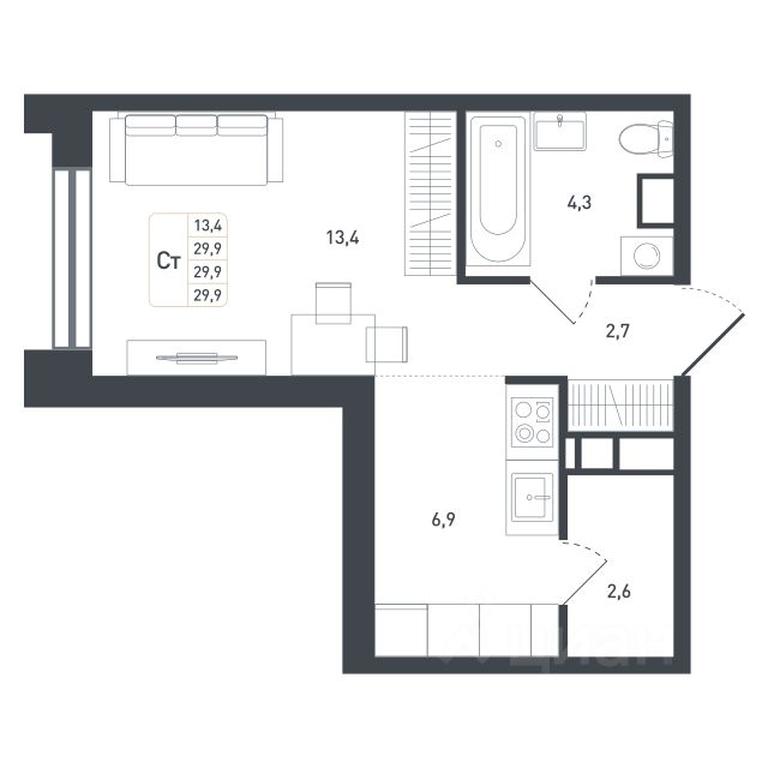 Apartment Sale, 29.9 sq. m. at Novaya Shcherbinka, Borisovka Village, Podolsk City District, Moscow Region, Russia #1 Apartment Sale, 29.9 sq. m. at Novaya Shcherbinka, Borisovka Village, Podolsk City District, Moscow Region, Russia #1