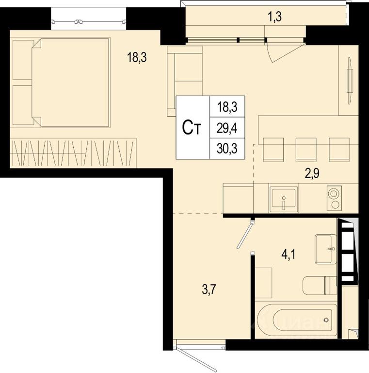 Apartment Sale, 29.4 sq. m. at Novaya Shcherbinka, Borisovka Village, Podolsk City District, Moscow Region, Russia #1 Apartment Sale, 29.4 sq. m. at Novaya Shcherbinka, Borisovka Village, Podolsk City District, Moscow Region, Russia #1