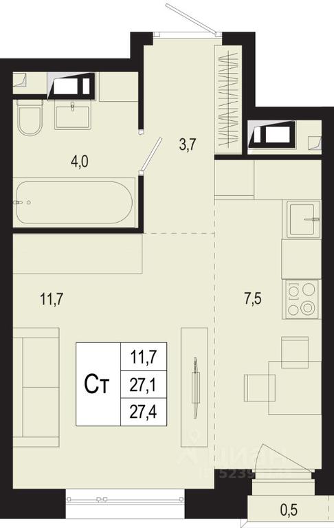 Apartment Sale, 27.1 sq. m. at Novaya Shcherbinka, Borisovka Village, Podolsk City District, Moscow Region, Russia #1 Apartment Sale, 27.1 sq. m. at Novaya Shcherbinka, Borisovka Village, Podolsk City District, Moscow Region, Russia #1