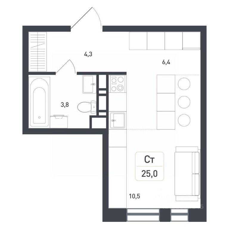 Apartment Sale, 25 sq. m. at Novaya Shcherbinka, Borisovka Village, Podolsk City District, Moscow Region, Russia #1