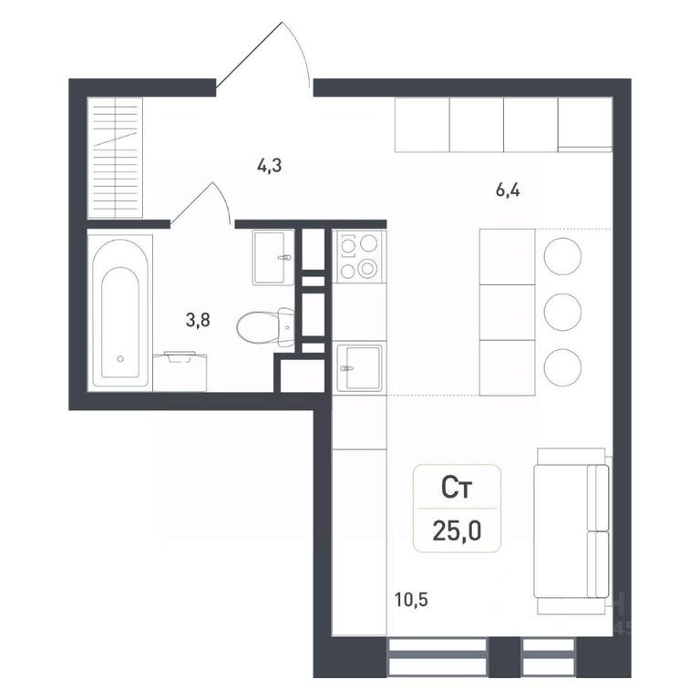 Apartment Sale, 25 sq. m. at Novaya Shcherbinka, Borisovka Village, Podolsk City District, Moscow Region, Russia #2
