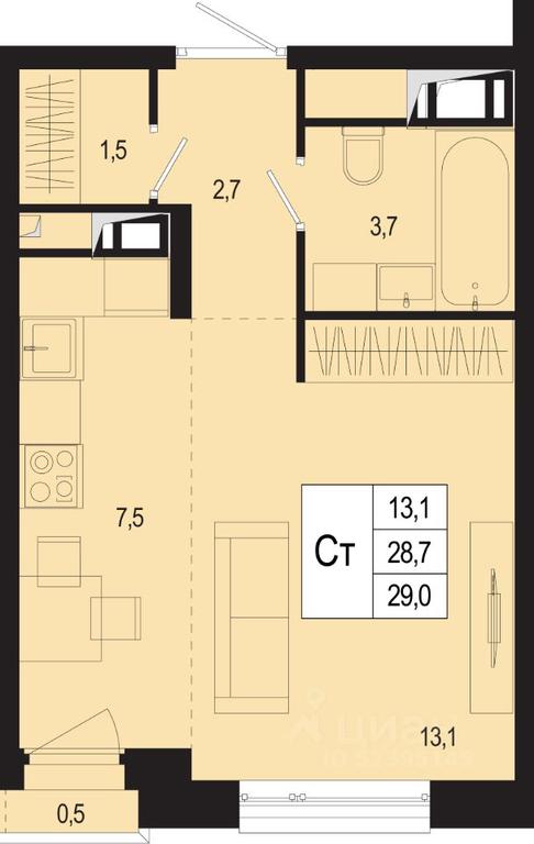 Apartment Sale, 28.7 sq. m. at Novaya Shcherbinka, Borisovka Village, Podolsk City District, Moscow Region, Russia #1 Apartment Sale, 28.7 sq. m. at Novaya Shcherbinka, Borisovka Village, Podolsk City District, Moscow Region, Russia #1