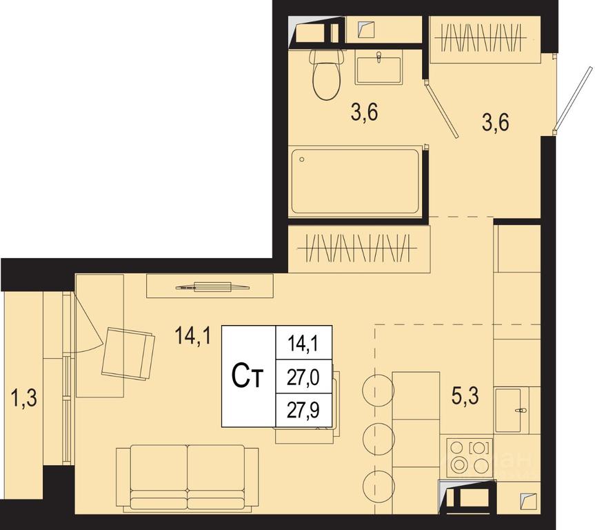 Apartment Sale, 27 sq. m. at Novaya Shcherbinka, Borisovka Village, Podolsk City District, Moscow Region, Russia #1 Apartment Sale, 27 sq. m. at Novaya Shcherbinka, Borisovka Village, Podolsk City District, Moscow Region, Russia #1