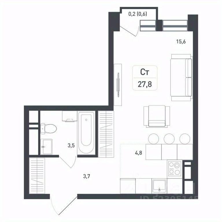 Apartment Sale, 27.8 sq. m. at Novaya Shcherbinka, Borisovka Village, Podolsk City District, Moscow Region, Russia #2