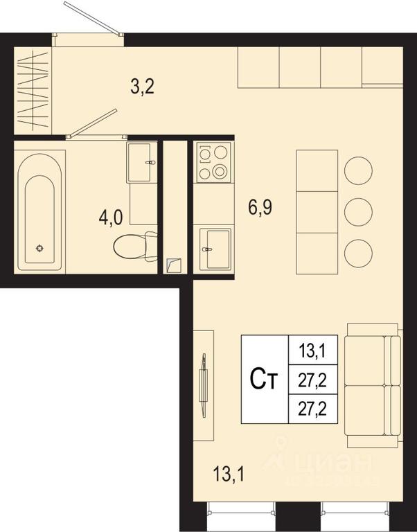 Продажа квартиры, 27,2 м² в ЖК «Новая Щербинка», деревня Борисовка, городской округ Подольск, Московская область, Россия #1