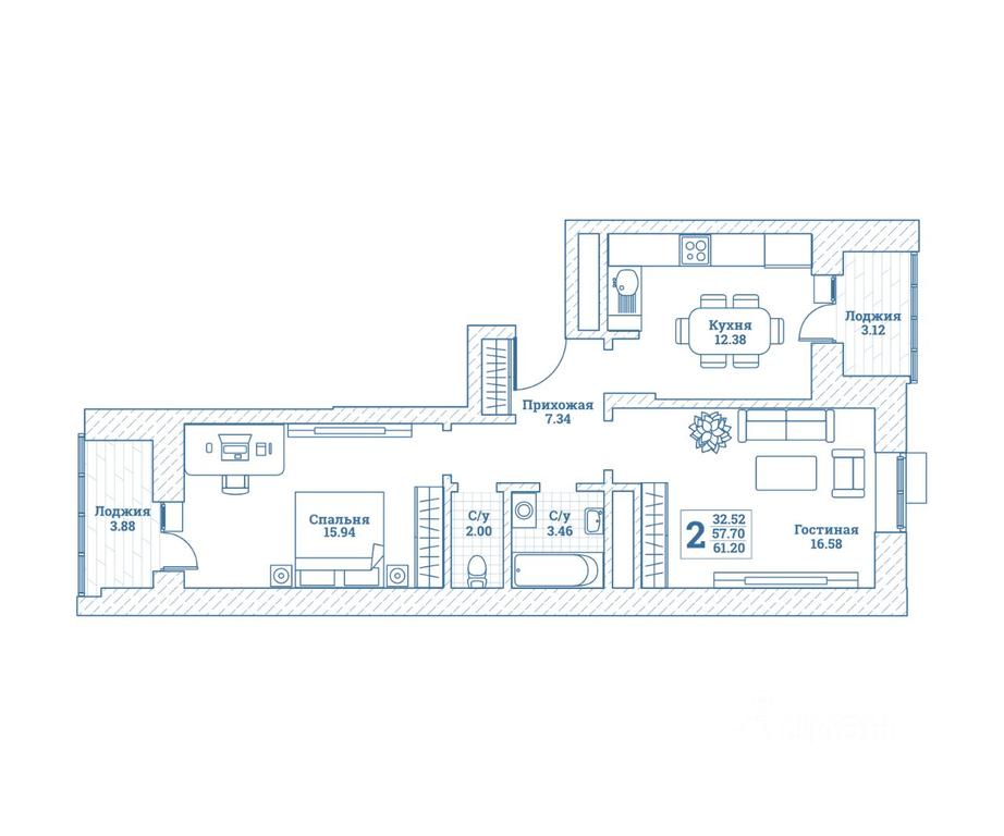 1-BD Apartment Sale, 61.5平方米 at Novograd Monino, ulitsa Alksnisa, rabochiy posyolok Monino, Shchyolkovo Urban District, Moscow Region, Russia #1 1-BD Apartment Sale, 61.5平方米 at Novograd Monino, ulitsa Alksnisa, rabochiy posyolok Monino, Shchyolkovo Urban District, Moscow Region, Russia #1