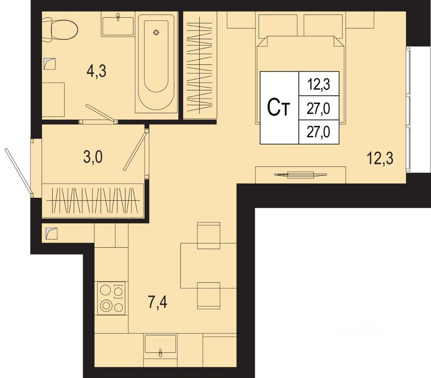 Apartment Sale, 27 sq. m. at Novaya Shcherbinka, Borisovka Village, Podolsk City District, Moscow Region, Russia #1 Apartment Sale, 27 sq. m. at Novaya Shcherbinka, Borisovka Village, Podolsk City District, Moscow Region, Russia #1