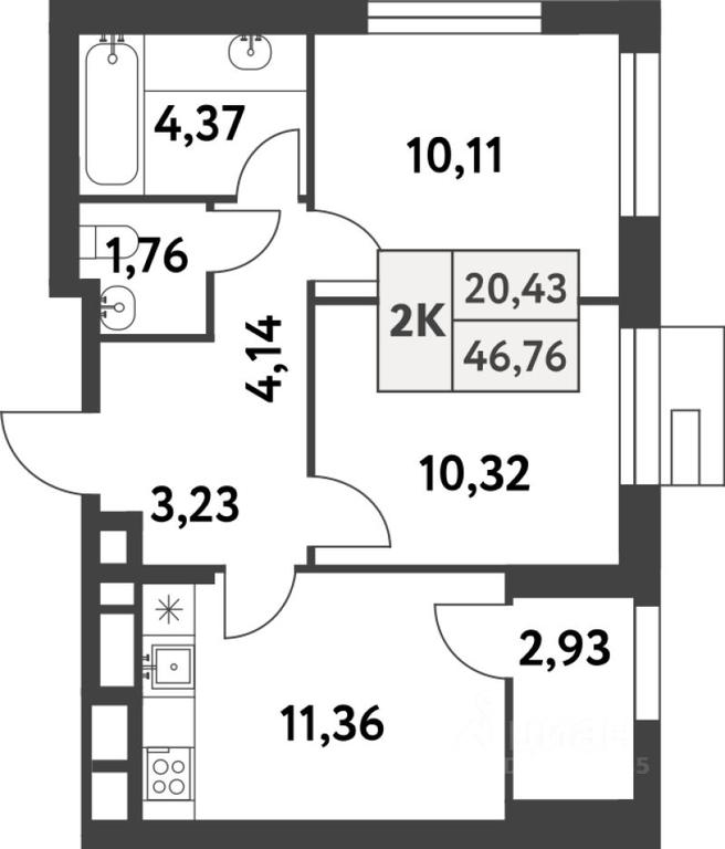 1-BD Apartment Sale, 46.7 sq. m. at Smart Garden (Smart Garden), 5-ya ulitsa Lesnyye Polyany, posyolok Gazoprovod, Kommunarka District, Novomoskovskiy Administrative Okrug, Moscow, Russia #1