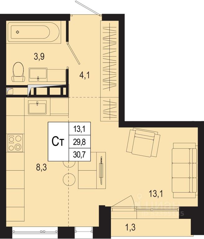 Apartment Sale, 29.8 sq. m. at Novaya Shcherbinka, Borisovka Village, Podolsk City District, Moscow Region, Russia #1 Apartment Sale, 29.8 sq. m. at Novaya Shcherbinka, Borisovka Village, Podolsk City District, Moscow Region, Russia #1