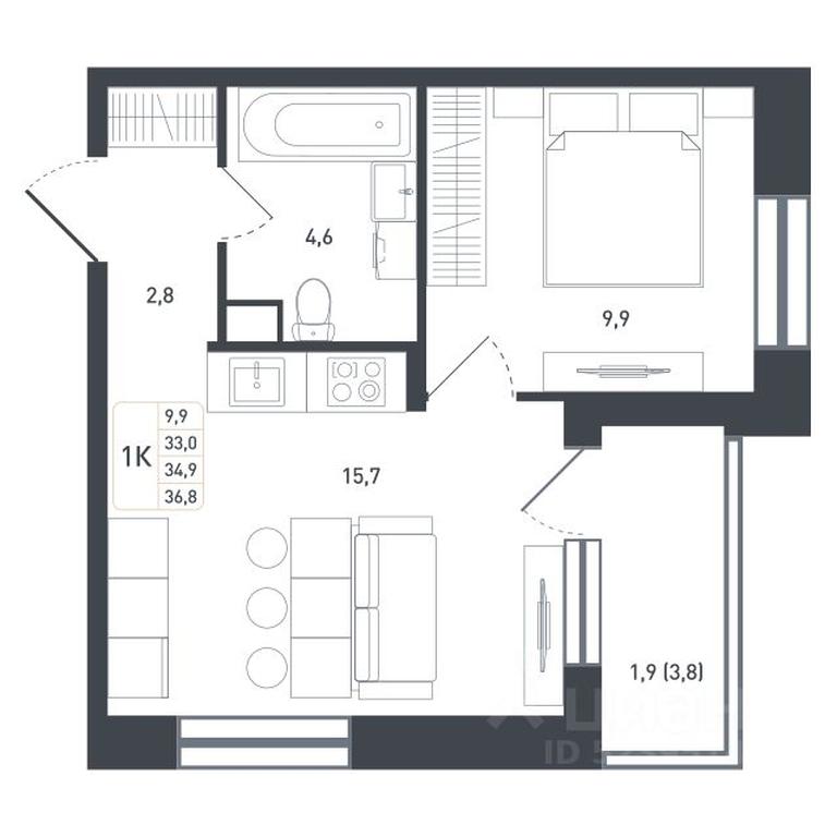 Apartment Sale, 34.9 sq. m. at Novaya Shcherbinka, Borisovka Village, Podolsk City District, Moscow Region, Russia #1 Apartment Sale, 34.9 sq. m. at Novaya Shcherbinka, Borisovka Village, Podolsk City District, Moscow Region, Russia #1
