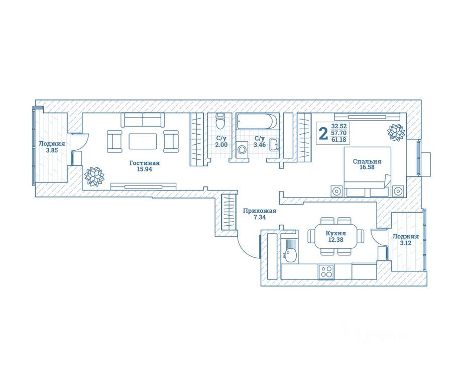 1-BD Apartment Sale, 61.5平方米 at Novograd Monino, ulitsa Alksnisa, rabochiy posyolok Monino, Shchyolkovo Urban District, Moscow Region, Russia #1 1-BD Apartment Sale, 61.5平方米 at Novograd Monino, ulitsa Alksnisa, rabochiy posyolok Monino, Shchyolkovo Urban District, Moscow Region, Russia #1