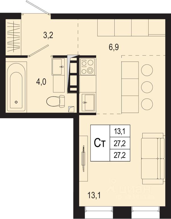 Apartment Sale, 27.2 sq. m. at Novaya Shcherbinka, Borisovka Village, Podolsk City District, Moscow Region, Russia #1 Apartment Sale, 27.2 sq. m. at Novaya Shcherbinka, Borisovka Village, Podolsk City District, Moscow Region, Russia #1